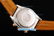 Breitling Chronomat B01 Chronograph Miyota Quartz Movement Rose Gold Roman Markers with Black Dial and Black Leather Strap-New Model