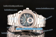 Patek Philippe Nautilus Chrono Swiss Valjoux 7750-SHG Automatic Full Steel with Blue Dial and Stick Markers - 1:1 Original (BP)