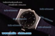 Omega Constellation Swiss ETA Quartz Steel Case with Diamond Bezel and Purple Rubber Strap