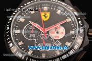 Ferrari Race Day Watch Chrono Miyota OS20 Quartz PVD Case with Black Dial and Silver Stick Markers - One White Subdial