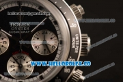 Rolex Daytona Vintage Edition Chrono Miyota OS20 Quartz Steel Case with Steel Bezel and Black Leather Strap