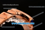 Cartier Rotonde De Miyota Quartz Rose Gold Case/Bracelet with Brown Dial and Diamonds Bezel
