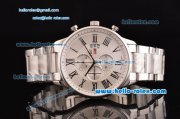 IWC Portuguese Chrono Japanese Miyota OS10 Quartz Stainless Steel Case with Stainless Steel and White Dial Roman Markers