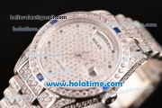 Rolex Day Date Automatic Movement Full Steel with Full Diamond and Blue Diamond Markers