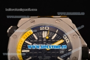 Audemars Piguet Royal Oak Offshore Diver Asia Automatic Steel Case with Black Dial Yellow Rubber Strap and White Stick Markers (EF)