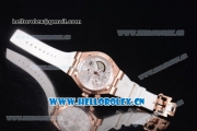 Vacheron Constantin Overseas Dual Time Asia ST30 Automatic Rose Gold Case with Silver Dial Stick Markers and White Rubber Strap