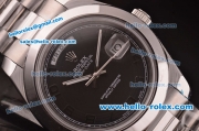 Rolex Day-Date II Asia 2813 Automatic Steel Case/Strap with Black Dial and Black Numeral Markers