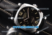 Panerai Radiomir 1940 3 Days GMT Automatic Asia ST25 Automatic Steel Case with Black Dial and Black Leather Strap Stick/Arabic Numeral Markers