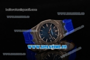 Audemars Piguet Royal Oak Lady Swiss Quartz Steel Case with Blue Leather Strap Blue Dial and Stick Markers