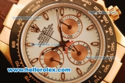 Rolex Daytona Chronograph Swiss Valjoux 7750 Automatic Rose Gold Case with White Dial and Brown Leather Strap