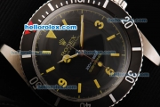 Rolex Submariner Oyster Perpetual Swiss ETA 2836 Automatic Movement Black Dial with Yellow Markers and Black Nylon Strap