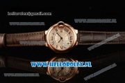 Cartier Ballon Bleu De Medium Swiss ETA 2671 Automatic Rose Gold Case Silver Dial Roman Numeral Markers and Brown Genuine Leather Strap - 1:1 Original