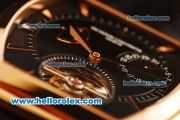 Vacheron Constantin Malte Swiss Tourbillon Manual Winding Rose Gold Case with Black Dial and Black Leather Strap