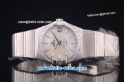 Omega Constellation Co-Axial Swiss ETA 2824 Automatic Full Steel with Diamond Bezel and White MOP Dial-Stick Markers