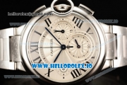 Cartier Ballon Bleu De Large Chronograph 7705 Automatic Steel Case with White Dial Roman Numeral Markers and Steel Bracelet