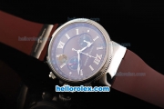 Ulysse Nardin Maxi Marine Swiss Valjoux 7750 Automatic Movement Brown Dial with Brown Rubber Strap