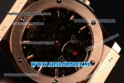 Hublot Classic Fusion Skeleton Tourbillon Asia Auto Rose Gold Case with Skeleton Dial and Black Leather Strap