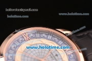 Vacheron Constantin Metiers D Art Miyota OS2035 Quartz Rose Gold Case with White Dial and Black Leather Strap