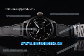 IWC Big Pilot Clone IWC 51111 Automatic PVD Case with Black Dial and Black Leather Strap Arabic Numeral Markers White Hands