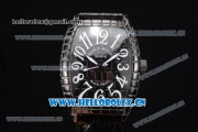 Franck Muller Black Croco Asia Automatic PVD Case with Black Dial and Arabic Numeral Markers Black Leather Strap