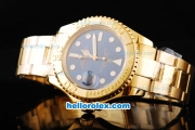 Rolex Yachtmaster Swiss ETA 2836 Automatic Movement Full Gold Case/Strap with Blue Dial and White Round Hour Marker