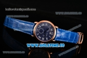 Cartier Rotonde Second Time Zone Day/Night Asia Manual Winding Steel Case with Blue Dial and White Roman Numeral Markers