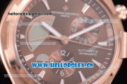 Vacheron Constantin Overseas Dual Time Asia ST30 Automatic Rose Gold Case with Brown Dial Stick Markers and Brown Rubber Strap