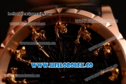 Roger Dubuis Excalibur Knights of the Round Table II Citizen 6T51 Manual Winding Rose Gold Case with Black Jade Dial and Black Leather Strap - (AAAF)