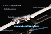 Vacheron Constantin Patrimony Swiss ETA 2824 Automatic Steel Case with White Leather Strap Black Dial and Diamond Bezel
