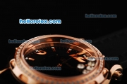 Chopard Happy Sport Quartz Movement Rose Gold Case with Black Dial and Diamond Bezel