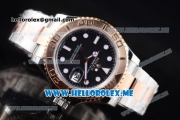 Rolex Yacht-Master 40 Clone Rolex 3135 Automatic Two Tone Case/Bracelet with Black Dial and Dot Markers (BP)