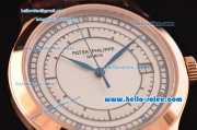 Patek Philippe Calatrava Swiss ETA 2824 Automatic Rose Gold Case with Brown Leather Strap and White Dial