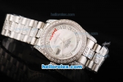 Rolex Day Date Oyster Perpetual Automatic with Diamond&White Dial-Roman Marking and Diamond Bezel