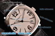 Vacheron Constantin Historiques Swiss Quartz Steel Case with Black Leather Strap Stick/Numeral Markers and White Dial
