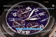 Hublot MDM Chrono Miyota OS20 Quartz PVD Case with Black Rubber Strap Numeral Markers and Purple Dial