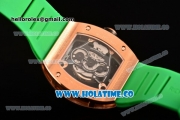 Richard Mille RM 038 Asia Automatic Rose Gold Case with Skeleton Dial and Green Rubber Strap