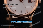 Patek Philippe Calatrava Miyota Quartz Rose Gold Case with White Dial and Brown Leather Strap Diamonds Markers