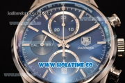 Tag Heuer Carrera Calibre 1887 Chrono Swiss Valjoux 7750 Autoamtic Full Steel with Blue Dial and Stick Markers (ZF)