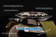 Rolex GMT-Master II Asia Automatic PVD Case with Black Dial and White Markers - Army Green Nylon Strap