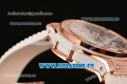 Hublot Big Bang Chrono Miyota OS20 Quartz Rose Gold Case with White Dial Arabic Numeral/Stick Markers and Diamonds Bezel