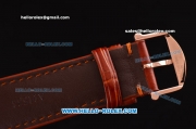 IWC Portofino Vintage Swiss ETA 2892 Automatic Rose Gold Case with Brown Leather Strap and Black Dial