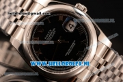 Rolex Datejust Clone Rolex 3135 Automatic Steel Case with Black Dial and Roman Numeral Markers Steel Bracelet