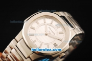 Patek Philippe Nautilus Swiss Quartz Movement Full Steel with Silver Dial and White Markers