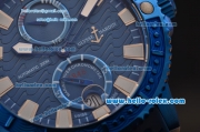 Ulysse Nardin Maxi Marine Diver Power Reserve Asia ST25 Automatic PVD Case with Blue Rubber Strap Blue Dial Stick Markers