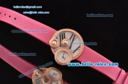 Cartier Perles de Cartier Swiss Quartz Rose Gold Case with Pink Leather Strap and White Dial Diamond Bezel 1:1 Original