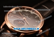 BlancPain Villeret Miyota 9015 Automatic Rose Gold Case with Black Dial Arabic and Black Leather Strap (EF)