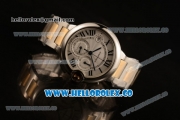 Cartier Ballon Bleu De Chrono Swiss Valjoux 7750 Automatic Two Tone Case with White Dial and Two Tone Bracelet - (H)