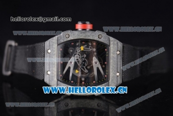 Richard Mille RM027-2 Miyota 9015 Automatic Carbon Fiber Case with Skeleton Dial Dot Markers and Black Nylon Strap