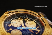 Breitling Chronomat Evolution Chronograph Swiss Valjoux 7750 Automatic Movement Full Gold with Black Dial and Arabic Numeral Markers