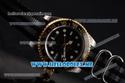 Rolex GMT-Master II Asia 2813 Automatic Steel Case with Black Dial and Grey/Black Nylon Strap Dot Markers